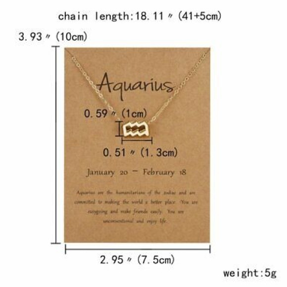Aquarius - Zodiac ♒️ Sign Necklace w/ Card - Picture 6 of 6